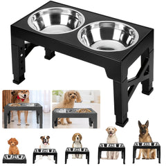 1SET Adjustable Height Pet Feeder Total of 5 Height Cat Bowl Dog Bowl with Two Detachable Stainless Steel Bowls for Dog Neck Protection Makes a Great Valentine'S Day Gift for Small, Medium And Large Dogs