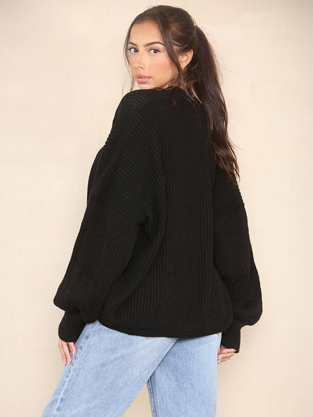 KatchMe Women's Commuter Versatile Balloon Sleeve Knit Short Cardigan ，Casual Knitwear for Lady, Plain Open-Front Side Pocket Womenswear