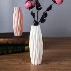 Nordic Modern Plastic Flower Vase - White Pink Blue Decorative Pot for Living Room Flower Arrangement