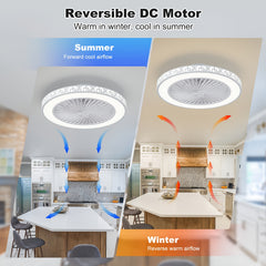 48cm Ceiling Fan with Light and Remote Control, 6 Speeds and 3000K-6000K Dimmable Silent Ceiling Fan Light, Smart Modern LED Fan Light for Bedroom, Living Room, Dining Room