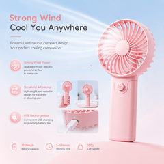 Portable Mini Handheld Cooling Fan Lightweight Quiet Fan for Travel Office Outdoor Use