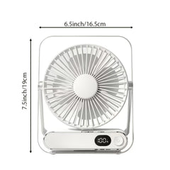 USB Desktop Fan, Portable Small Table Fan with 5 Speeds, 180° Foldable Rotation, Digital Battery Display, Ultra Quiet Strong Airflow, Cooling Fan for Bedroom Office Travel, For Outdoor Camping Travel