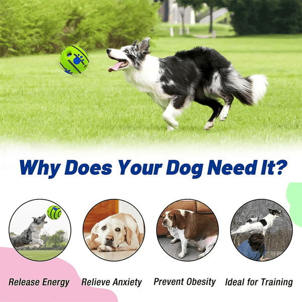 Interactive Giggle Ball for Dogs & Cats - 14cm Training Balls Toy Ball for Dogs Durable Dog Chew Ball for Teeth Cleaning Indestructible Rubber Chew Toy Natural Rubber Teething Ball Squeaky Dog Toy for Interactive Play Self-Entertainment Dog Ball for Alone
