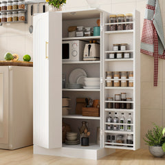 Freestanding Kitchen Pantry Storage Cabinet, White, Adjustable Shelves, 3-Level Design, 60cm W x 40cm D x 120cm H, Easy Assembly, Spacious Storage for Kitchen, Home Office, Bedroom, Bathroom