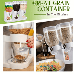 Triple Food Dispenser 3x 2L Cereal Container Countertop Dry Food Dispenser for Nuts Granola Cereal