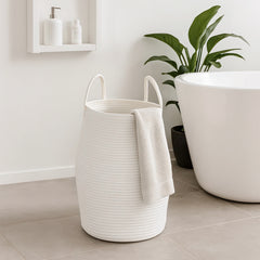 Large Foldable Laundry Hamper – Woven Rope Basket with Sturdy Handle for Dirty Clothes, Blankets & Toys – Ideal for Bedroom, Living Room Storage