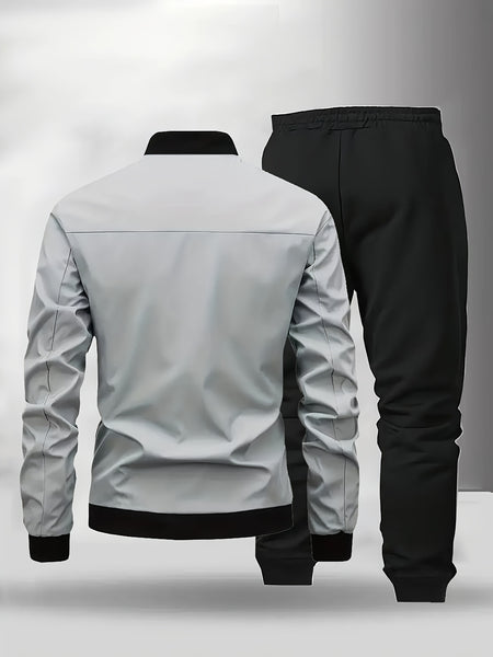 [Maigiqi] Casual Set Men'S Spring Autumn Easy Athletic Two-Piece Outfit Polo Collar Jacket