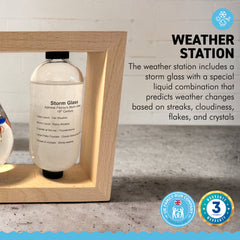 GALILEO WEATHER STATION | Glass thermometer | Weather forecaster | Weather gift | Glass Galileo with storm glass | Weather thermometer | 14cm (H) x 17cm (W) x 5cm (D)