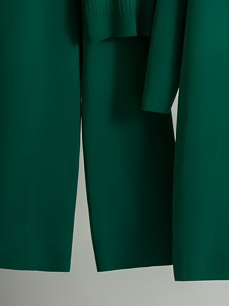 2025 newest suit high elasticity Women's loose suit, long wide-legged pants + shawl cardigan + turtleneck sweater fashion three-piece set Can be worn up to 70kg Suitable for female