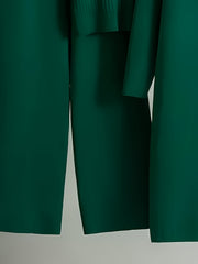 2025 newest suit high elasticity Women's loose suit, long wide-legged pants + shawl cardigan + turtleneck sweater fashion three-piece set Can be worn up to 70kg Suitable for female