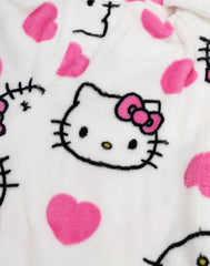 Hello Kitty Womens White Hooded Bathrobe | Cosy Fleece Loungewear with Pink Accents & Long Sleeves | Cartoon Character Design | Perfect for Relaxing Days | Hello Kitty Merch - Medium