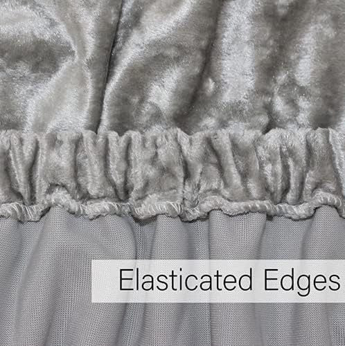 Elegant Silver Grey Crushed Velvet Wrap Around Bed Skirt - 40CM Extra Deep Bedbase Cover for Bedroom Guest Room with Adjustable All Around Elastic for Easy Fit - Soft, Breathable, and Dust-Repelling