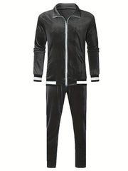 Men'S Velour Tracksuit Sweatsuit Set Jogging Suits Full Zip Casual Jackets Pants 2pcs Outfit Athletic Workout