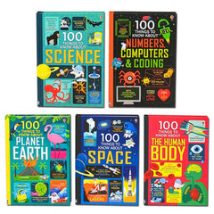 Usborne 100 Things To Know Collection 5 Books Box Set (Planet Earth, Space, Human Body, Science & Numbers, Computers, Coding), Infographic Style Illustrations, Glossary And Index, Internet Links