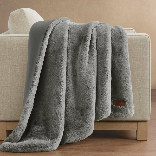 FRYE Luxe Faux Fur Throw in Beige, 152 X 177 Cm