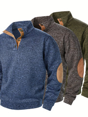 Men'S Long-Sleeve Casual Knit Shirt with a Stand Collar for Autumn And Winter, Suitable for Golf And Camping, Sold in a Set of Three