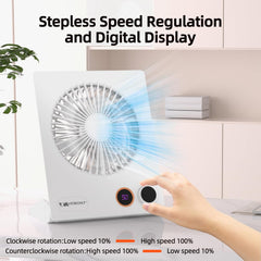 Small Desk Fan,Vemont USB Table Fan,5000Mah Rechargeable Battery Fan,180°Tilt Folding Personal Portable Fan with Remote Control,Stepless Speed Strong Wind, Silent Hanging Fans for Home Office Desktop