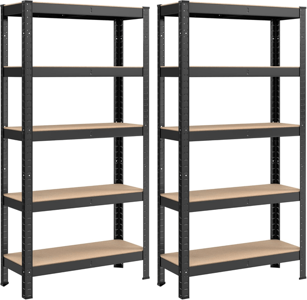 Garage Shelving Units 5 Tier Heavy Duty Shed Storage Racking Shelf Metal Boltless 1000kg Capacity 175kg Per Shelf for Warehouse Workshop Office Heavy Duty Industrial Garage Racking/Shelving Unit