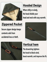 Men'S Cardigan Hooded Fleece Thickened Sweatshirt, Fashionable Fleece Warm Hoodie, Comfortable Loose Drawstring Hooded Sweatshirt, Autumn And Winter Men'S Clothing, Men'S Casual Hooded Sweatshirt with Zipper Pockets, Suitable for Winter And Autumn