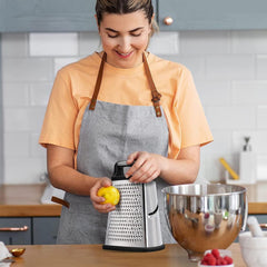 Envenzo Grater with Integrated Container 4-Sided Stainless Steel Graters for Parmesan Cheese, Lemon, Vegetables for Kitchen