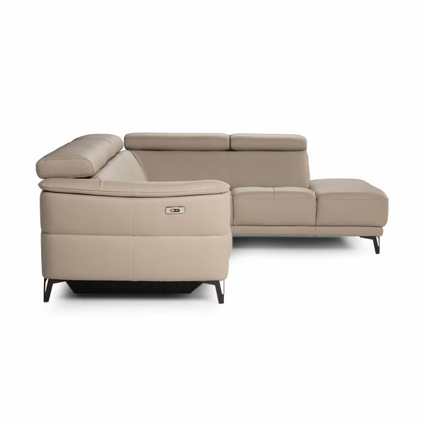 Nicoletti Charleston Beige Leather Power Reclining Corner Sofa with Chaise in 2 Configurations