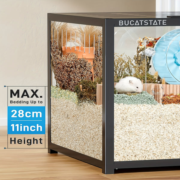 BUCATSTATE Hamster Cage 3.0: 100/120cm(Only 120cm Free 20L Paper Bedding) Spacious Stackable Metal Cage for Dwarf And Syrian Hamsters, Gerbils, And Mice Easy Top Access And Quick Assembly, Hamster Accessories