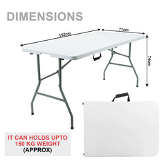 5ft 1.5m Heavy Duty Folding Table, Folding Camping Table with Handles for Outdoor & Indoor Use for BBQ, Picnic, Garden and Office Party