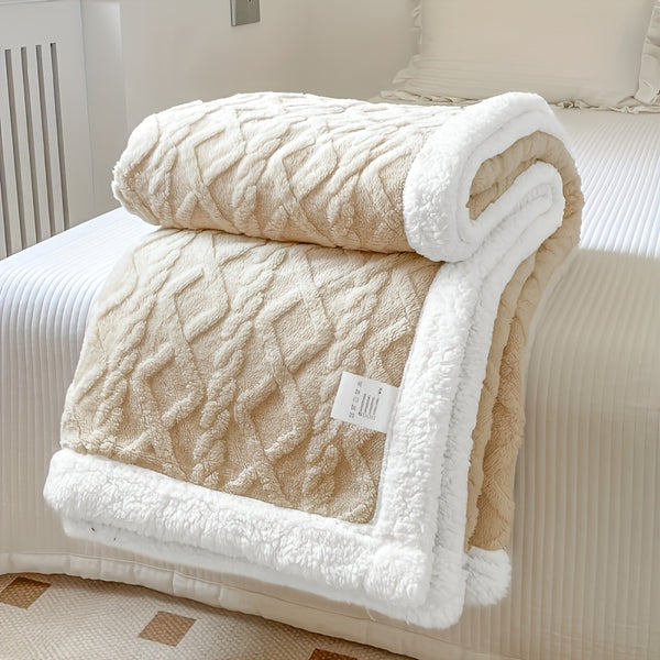 Throw Blanket - Fluffy Soft Cosy Winter Blankets, Thick Warm Throws for Sofa Bed Office Travel Christmas Gift White, Beige, Light Grey, Light Blue, Dark Grey & Dark Blue