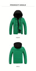 Lightweight Warm Hooded Jacket - Windproof, Ultra-Warm Padding, Quilted Design, Practical Storage Pockets, Suitable for Winter Daily Wear and Outdoor Occasions, Nylon Fabric, Zip Closure, Regular Fit, Winter Coat | Hooded Jacket |