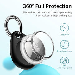 Unbreakcable 360° Protective Case for Airtag, [4-Pack] Airtags Keyring Holder, Scratch-Resistant, Lock Design, Keychain for Airtag, TPU Full Cover Case for Key, Bag, Luggage, Pet Collar (Black & Blue)