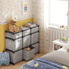 9-Cube Drawer Organiser, Storage Unit with 9 Storage Boxes, Closet Organiser, Bookcase, 83. 5 x 30 x 79. 5 cm, for Bedroom, Living Room