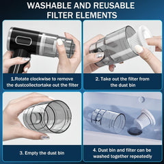 [Car Wireless Vacuum Cleaner] 15000Pa Large Suction Power Handheld And Portable, Long Battery Life Fast Charging with Flat Suction Head, Powerful Vacuuming, Hair Removal, Pet Hair, Nook And Cranny Cleaning, Dust And Hair In The , And Suck It Up