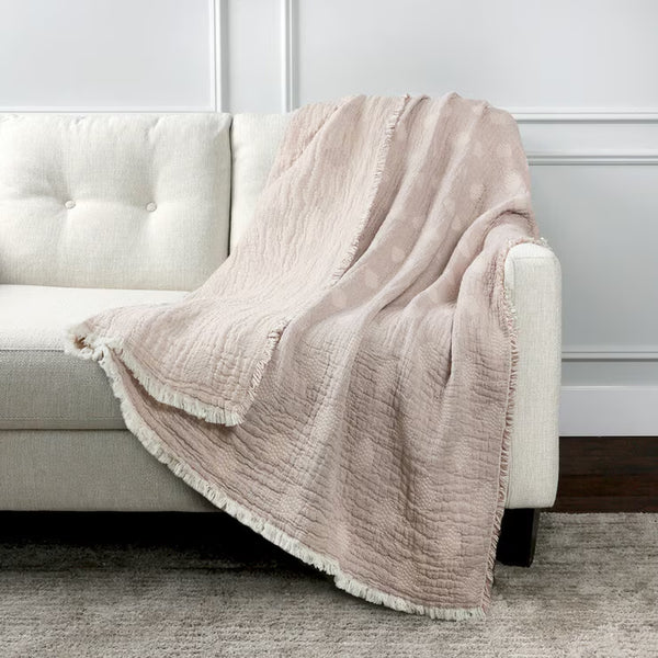 Life Comfort Reversible 100% Cotton Gauze Grey Throw, 127 X 162 Cm