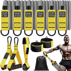 Resistance Strap with Handle: Used for Muscle Training, Strength Building Yoga Body Shaping Home Fitness Equipment - Natural