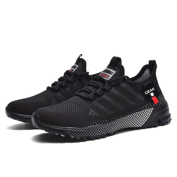 Men'S Breathable Mesh Sneakers - Lightweight Low-Top Training Shoes with EVA Cushioning, & Red Accents for Running, Hiking, Gym & Casual Wear - All-Season Comfort, Hiking Footwear, Sleek Sporty Design, Durable Traction Footwear
