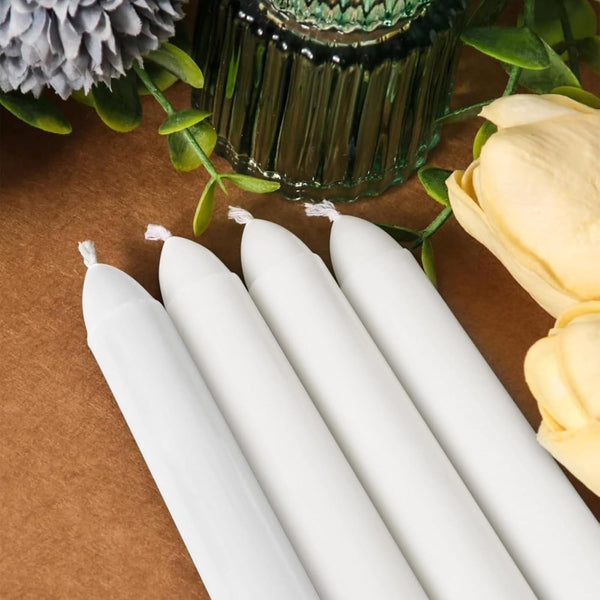 50-Pack Long Taper Candles - Unscented Ivory Tapers for Wedding, Church, Banquet - Real Wax Burning Candles Suitable for Chandeliers, Dinner Candles, Romantic Decor ( Use)