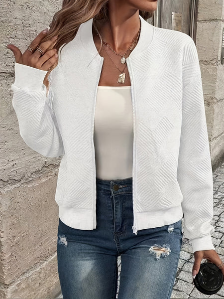 Solid Color Casual Zip-Up Cardigan Jacket