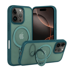 TECH SENSE Magnetic Case for iPhone with Stand, Compatible with MagSafe, Foldable Stand, Full Camera Lens Protection, Scratch-Resistant Translucent Matte Shockproof Phone Cover