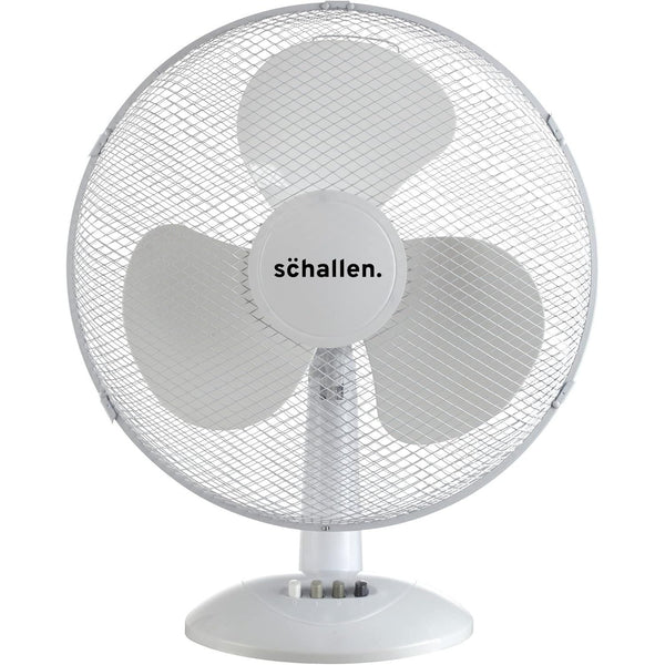 Schallen 16 Inch Electric Desk Fan Oscillating Table Fan 3 Speed Quiet Cooling Fan Adjustable Head Worktop Office Home Bedroom Air Circulator Fan Modern Design Portable Electric Desk Fan White Black or Grey UK Plug Summer Cooling Fan