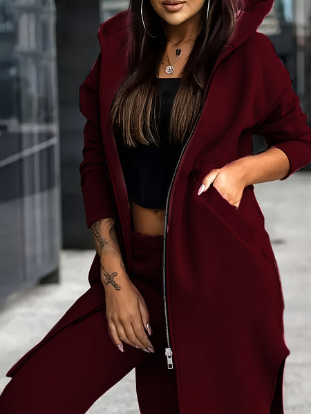 Fashion Women'S Solid Color Sweatshirt Set, Directional Style
