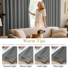2pcs Full Blackout Curtains, 100% Polyester Fabric, Privacy Protected, Sound proof, Energy saving Grommet Top Curtains for Bedrooms, Living Room, Home Decor & Room Decor