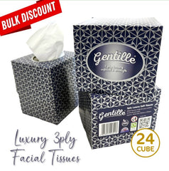 Gentille Facial Tissues Boxes 24 Pk Luxury Soft Strong Regular or Cube Box