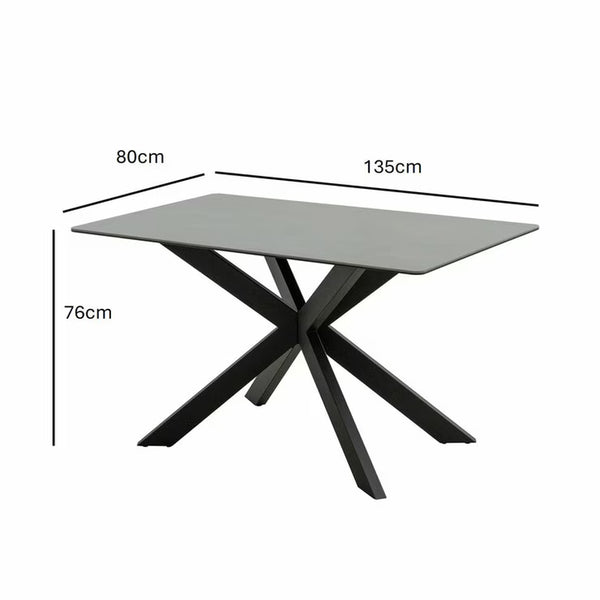 Indus Valley Arden Ceramic Dining Table with Grey Corner Bench & Low Bench