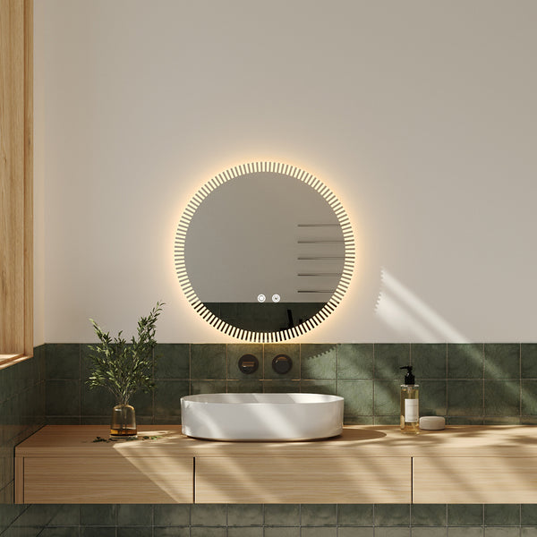 Round Wall-Mounted Bathroom Makeup Mirror, Frameless Glass Vanity Mirror for Hallways, Bathroom Accessories, Ideal Decorative Piece for Bedrooms, Dressing Rooms and Bathroom Vanity Units