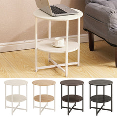 2-Tier Round Side Table - Multi-Level Storage Coffee Table for Plants/Lamps, Space-Saving Sofa/Bedside Organizer (15.75×15.75×18.5