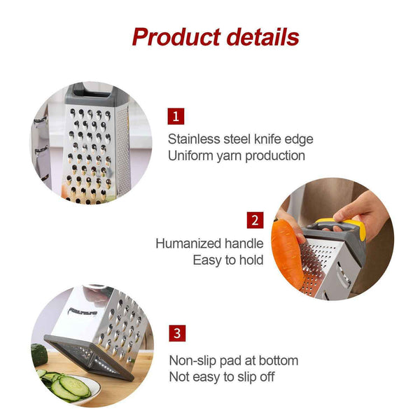 Cheese Grater - Stainless Steel Six Way Grater, 13.6 cm Vegetable Shredder Fruits Slicer