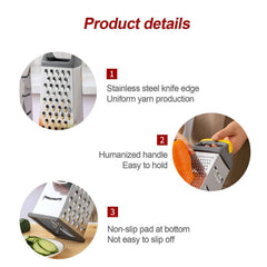 Cheese Grater - Stainless Steel Six Way Grater, 13.6 cm Vegetable Shredder Fruits Slicer