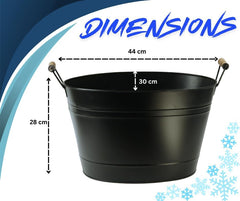 24L Cold Drinks GALVANISED Steel Oval Tub Outdoor ICE Bucket Cooler | Beverage Beer Lager Drink Pail Cocktails Parties, Drinks Cooler, Wine Bucket (BLACK)
