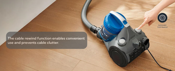 Midea EUREKA Whirlwind Canister Vacuum Cleaner, Cylinder Vacuum Cleaner - 700W Bagless Model with 1.5L Capacity Dust Cup, 2-in-1 Dusting Brush, Automatic Cord Rewind, Lightweight & Compact Design, Perfect for Pet Hair, Carpet Dust, Hard Floor Debris & Hom