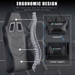 GartistGo Ergonomic Gaming Chair - Gamer Chairs with Lumbar Cushion + Headrest, Height-Adjustable Office & Computer Chair for Adults, Girls, Boys (Without footrest)
